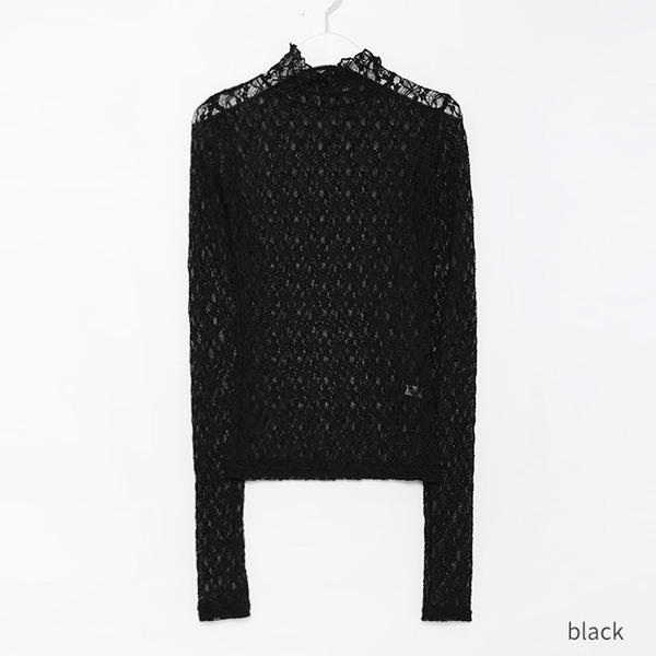 [Drawer]チュールレースネックニット Black SAILOR COLLAR DETAIL KNIT TOP