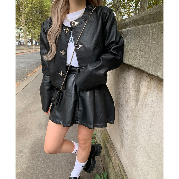 黒レザージャケット バックル付き バックルライダースジャケット | ファッション通販サイト NUGU