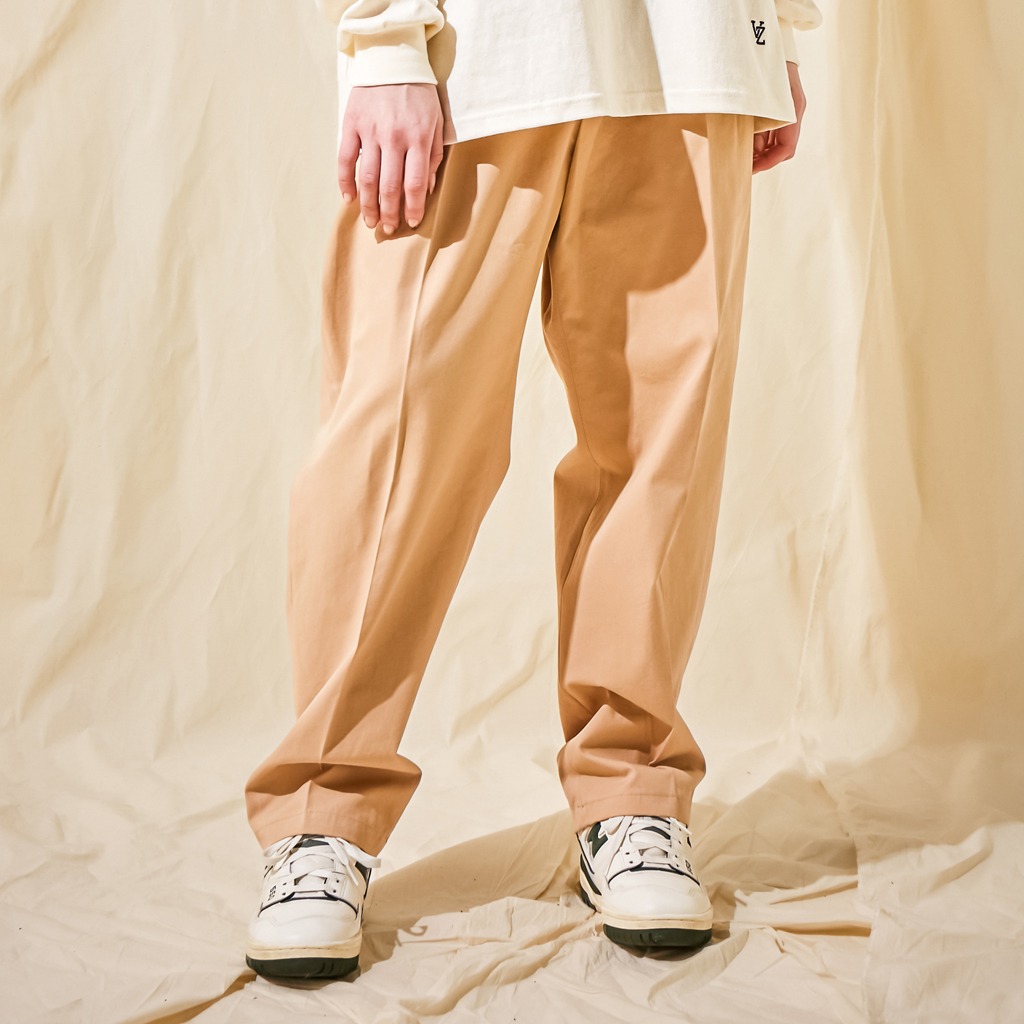 VARZAR] Wide Tapered Wrinkle Free Chino Pants Beige