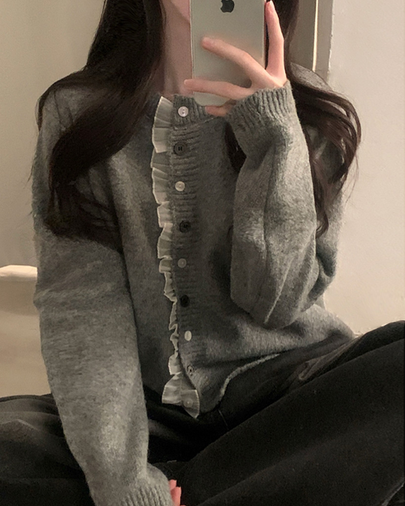 (4color) レースニットカーディガン