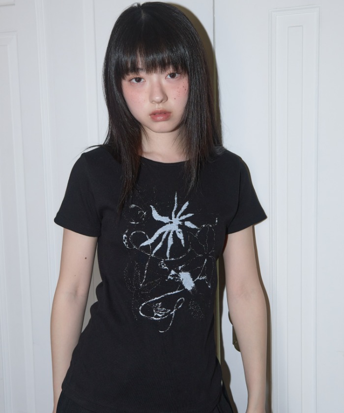 LACE STAR LAYERED TEE (BLACK) F25QB118 | ファッション通販