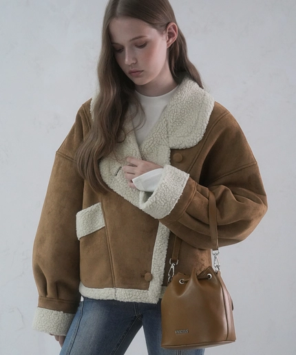 【購入特典】[aina x VIVACIOUS] Fur Suede Jacket CAMEL