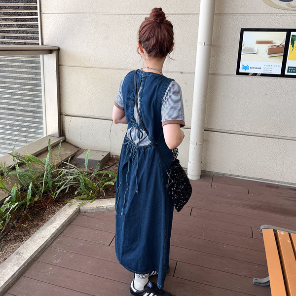 近年　BLUELABEL CRESTBRIDGE　バックリボンデニムワンピース 近年 BLUELABEL CRESTBRIDGE バックリボンデニムワンピース