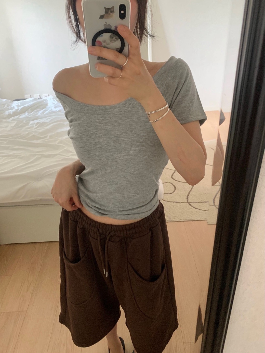 リディア半袖ディープUネックラグランTシャツ