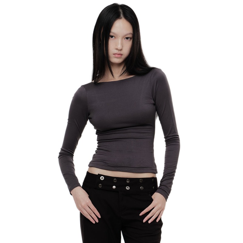 DEEP SCOOP BACK CONTOUR T (CHARCOAL)
