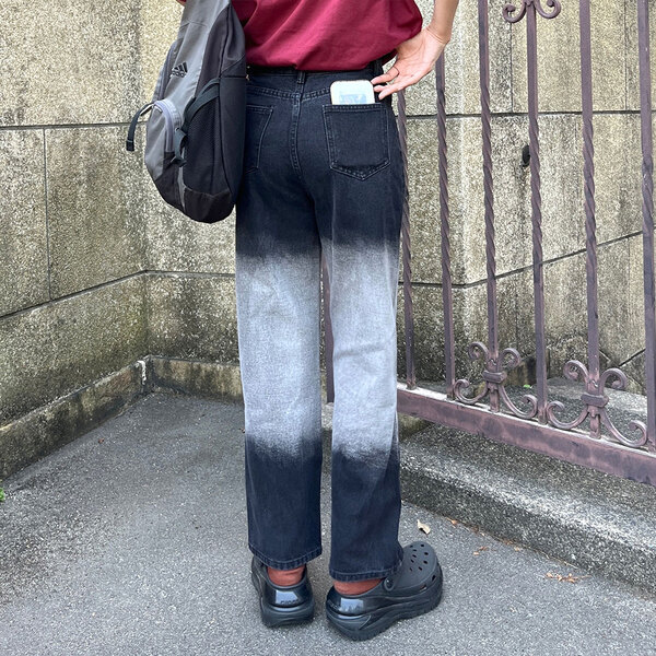 ちゃんじく ダークグリーン 紺グラデーション グラデーションデニムパンツ | ファッション通販サイト NUGU