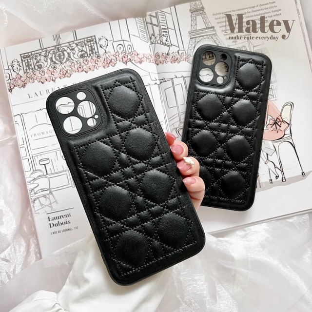 Dior iPhoneケース iPhone15Pro ブラック キルティングエンボス