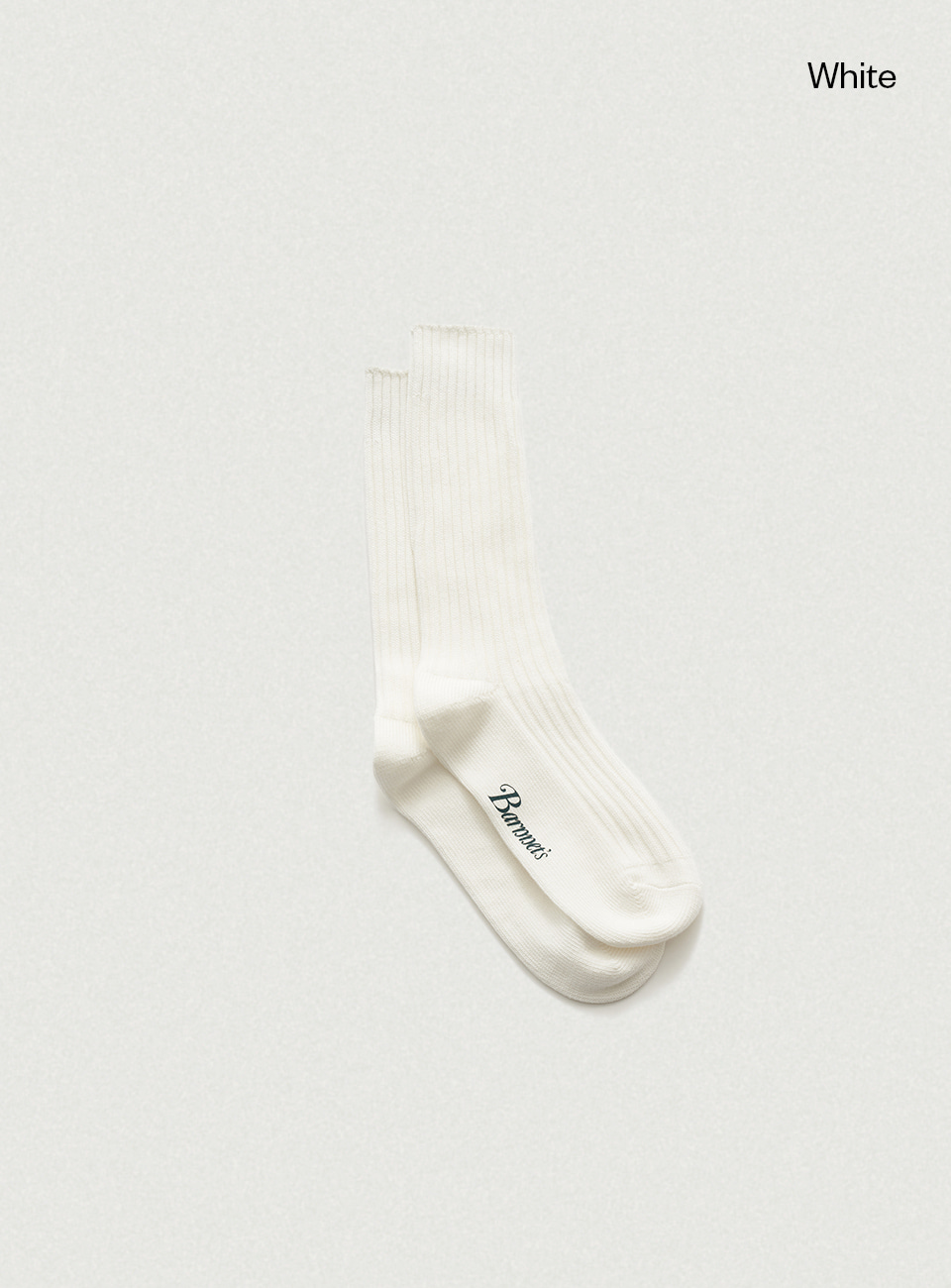 Loose Ribbed Knit Socks - White