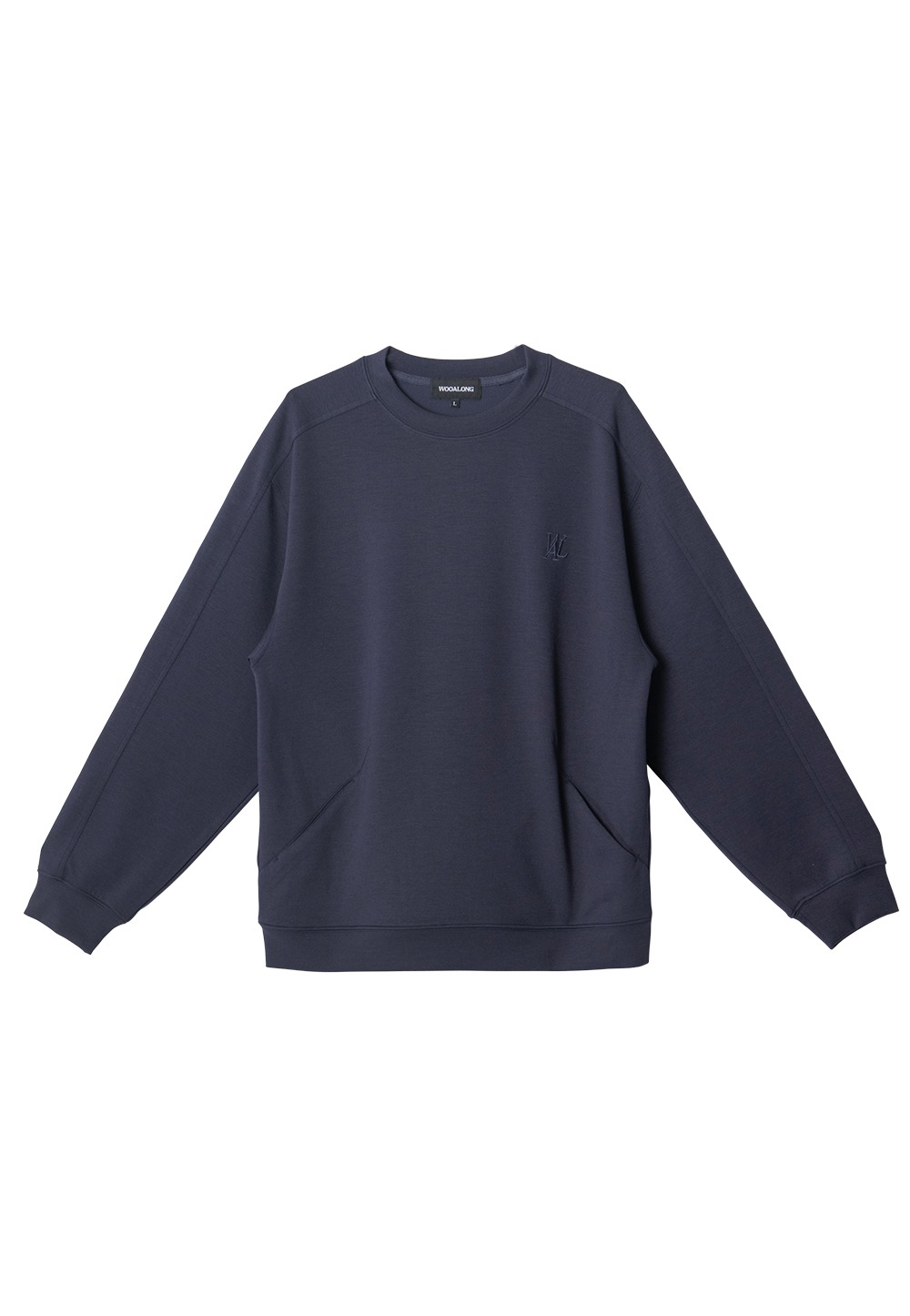 ★送料・関税込★WOOALONG★satin piping sweatshirt Signature Satin Piping SweatShirt - NAVY | ファッション通販