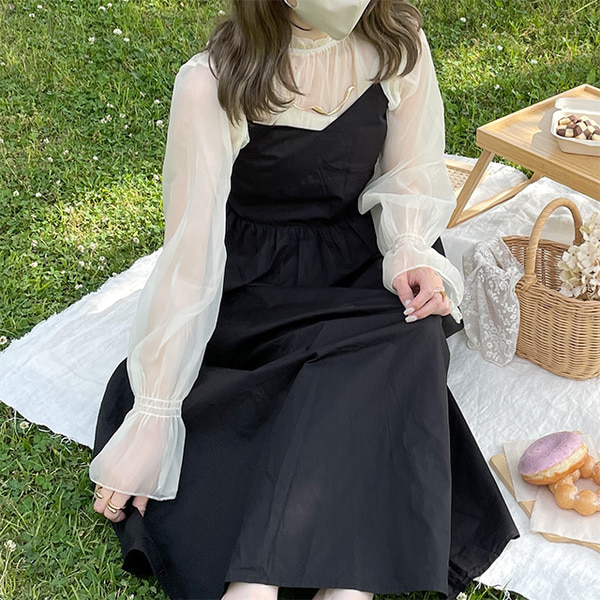 シースルーフリルトップス 黒 シースルー シアー カットソー レディース メロウフリル フリル