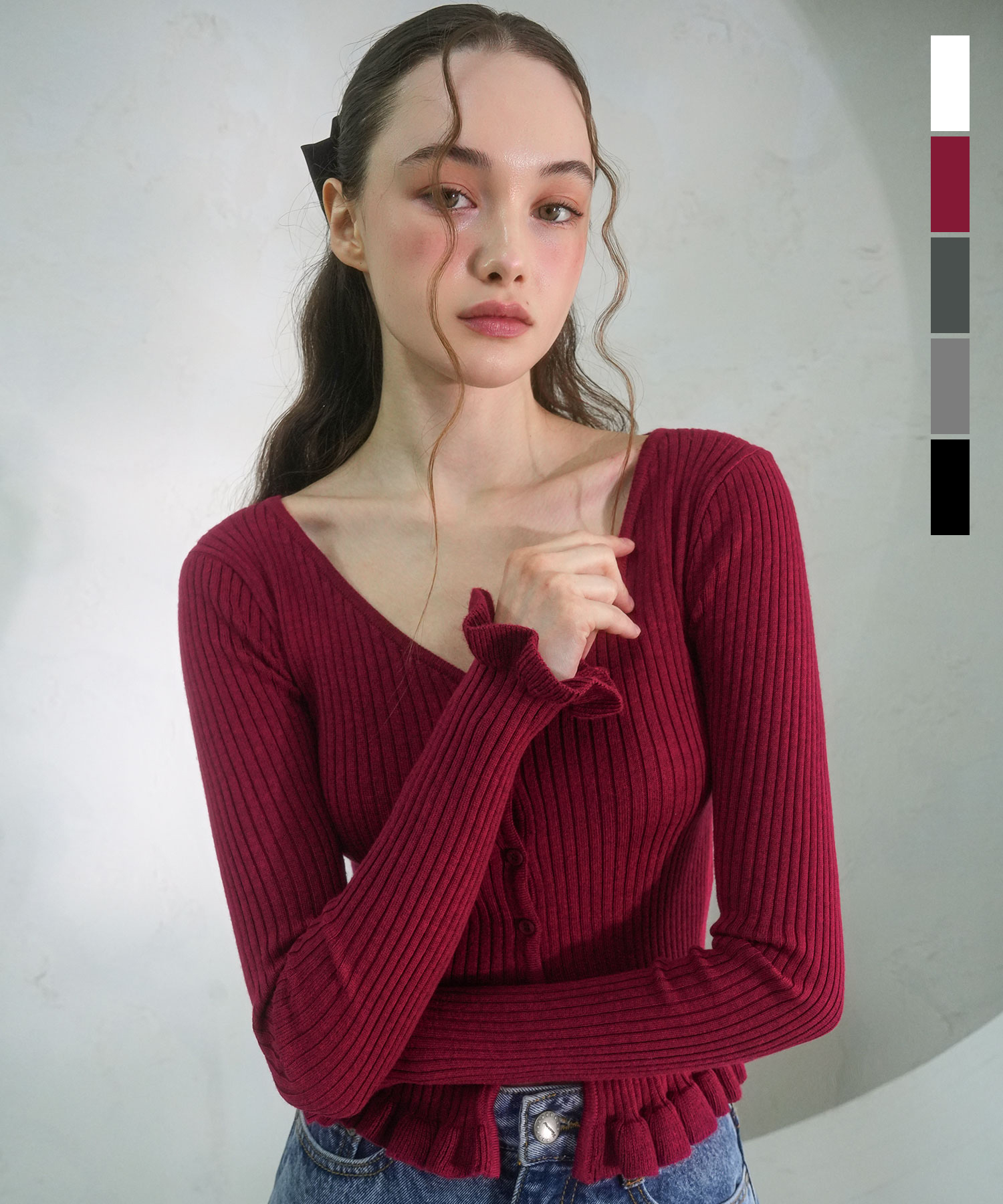 【購入特典】[NAMI x VIVACIOUS] Aube Prill V-neck Cardigan - 5COL