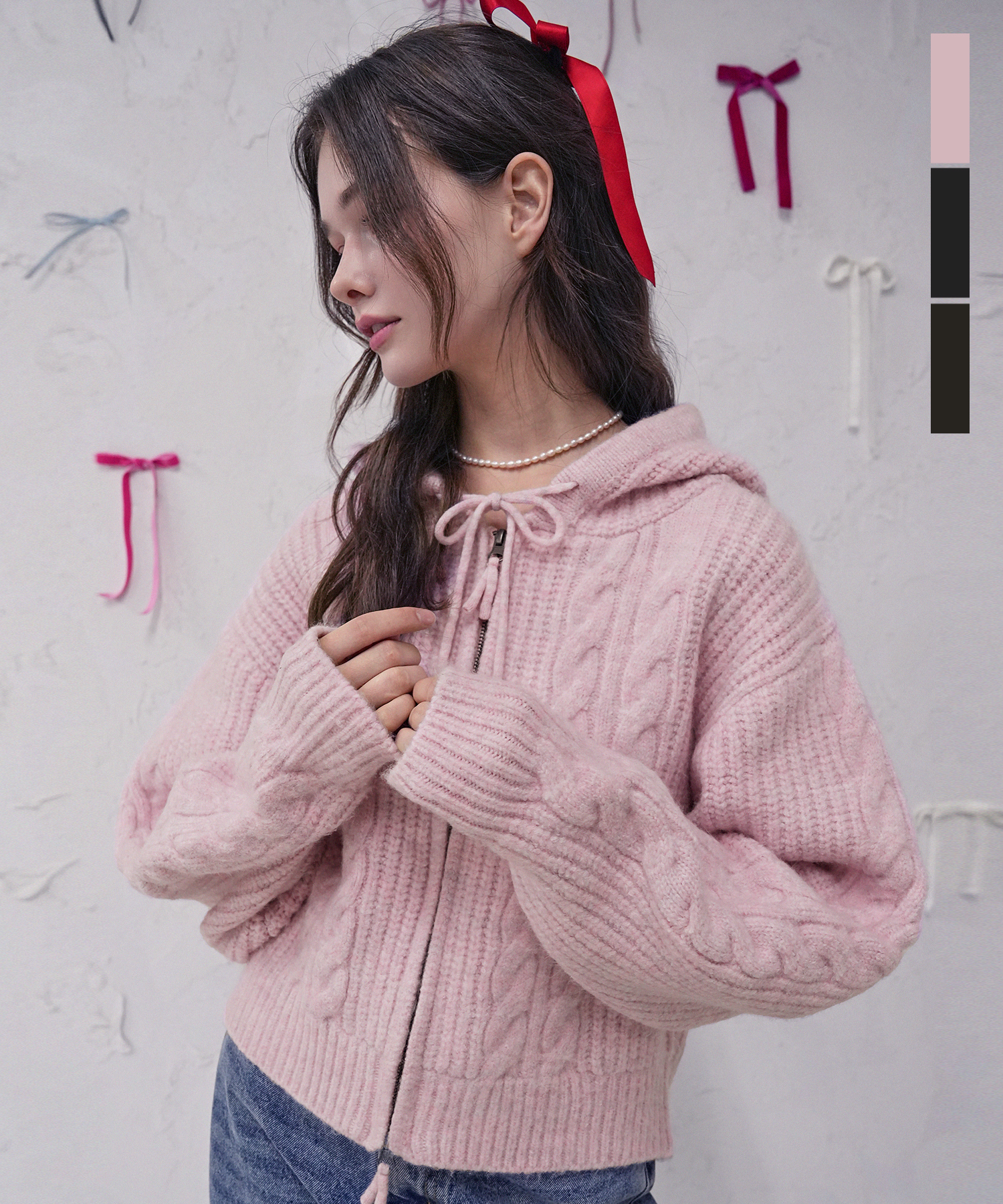 Rose Mignon Hood Zip-up_3Colors