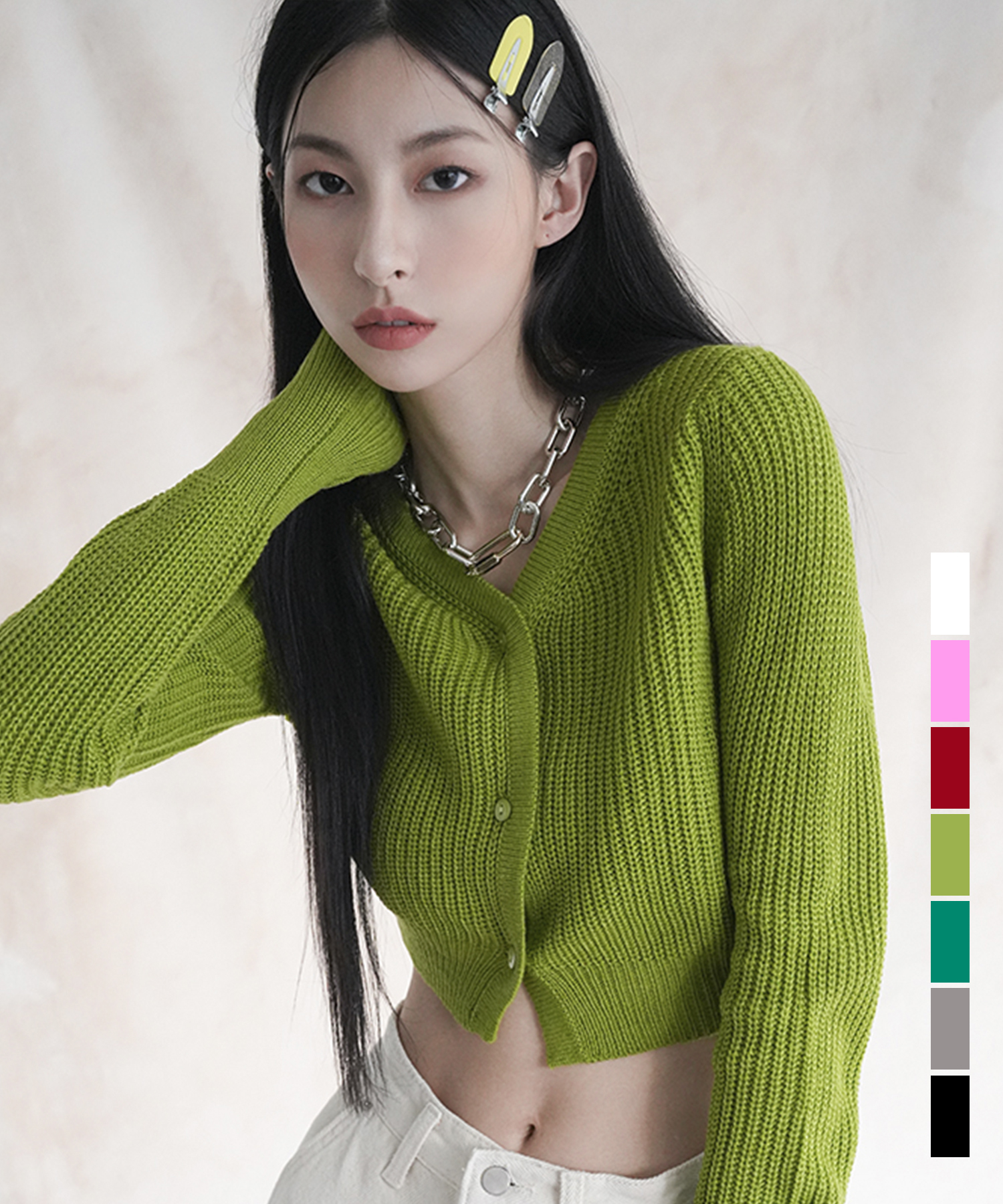 V-neck Crop Cardigan - 7 COL