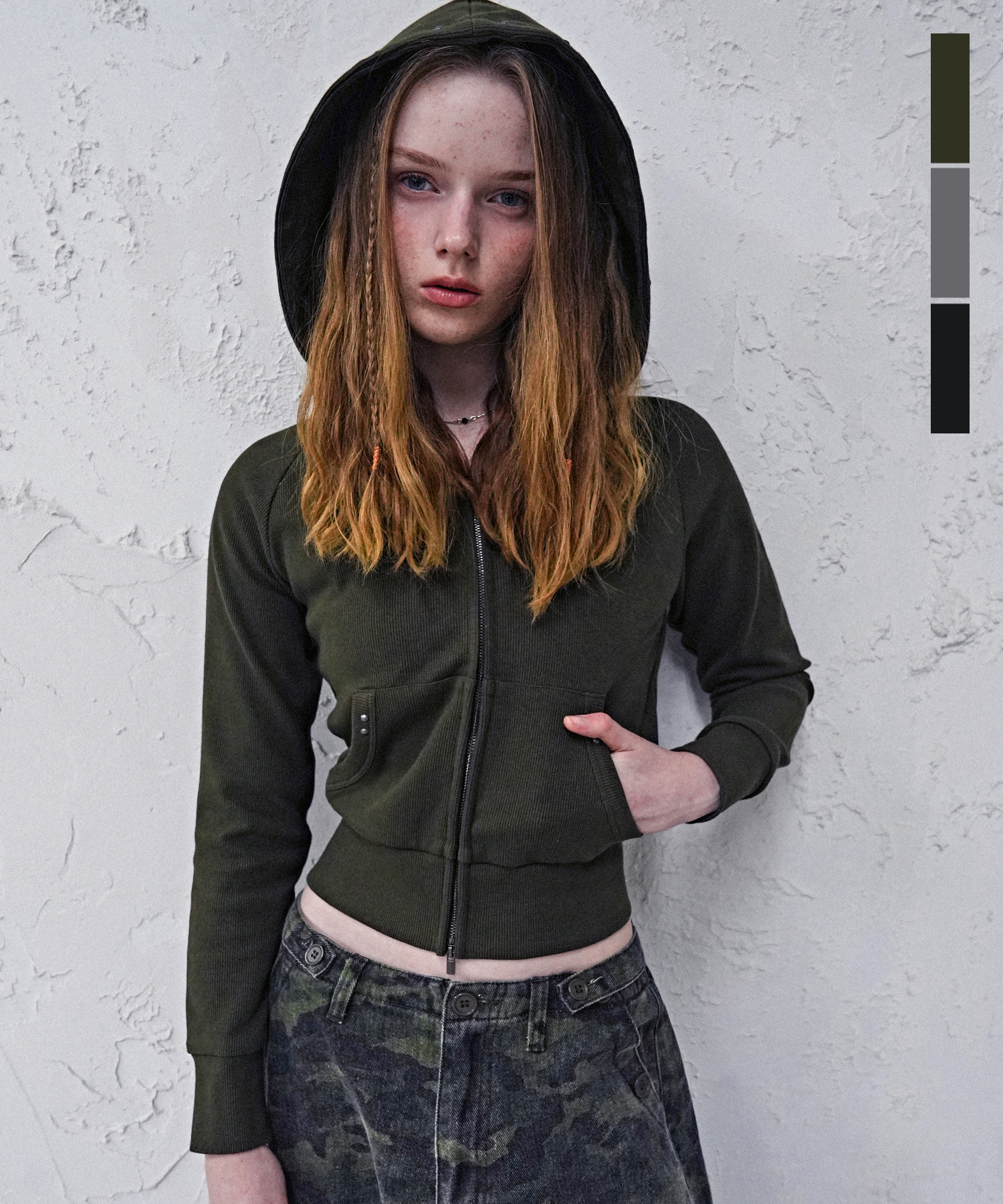 Ribet Ribbed Zip-up Hoody_3Colors