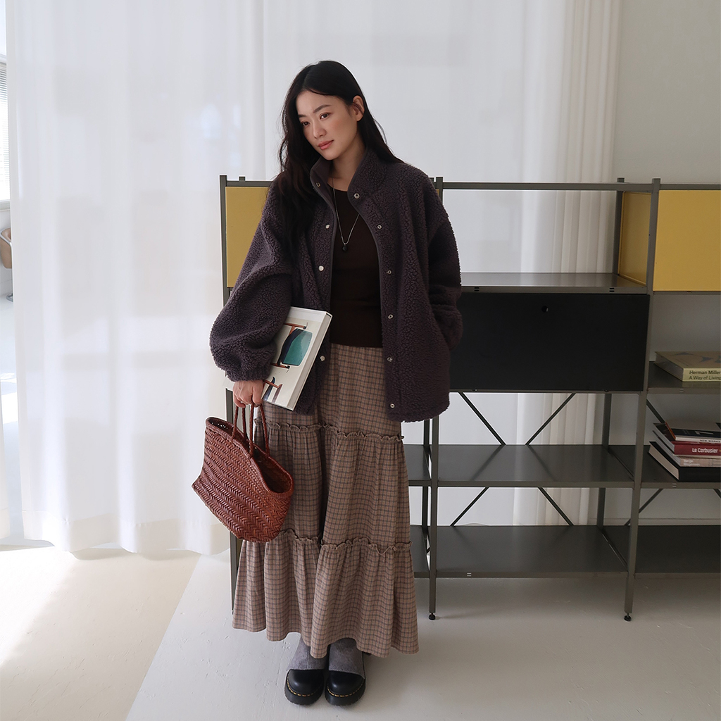 チェック柄スカート (coi check skirt (beige))