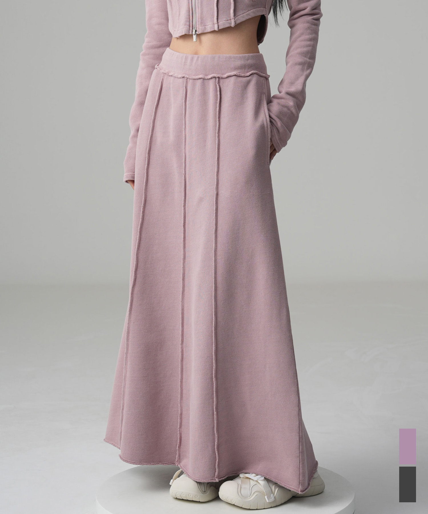 3D Cutting Maxi Skirt - 2COL