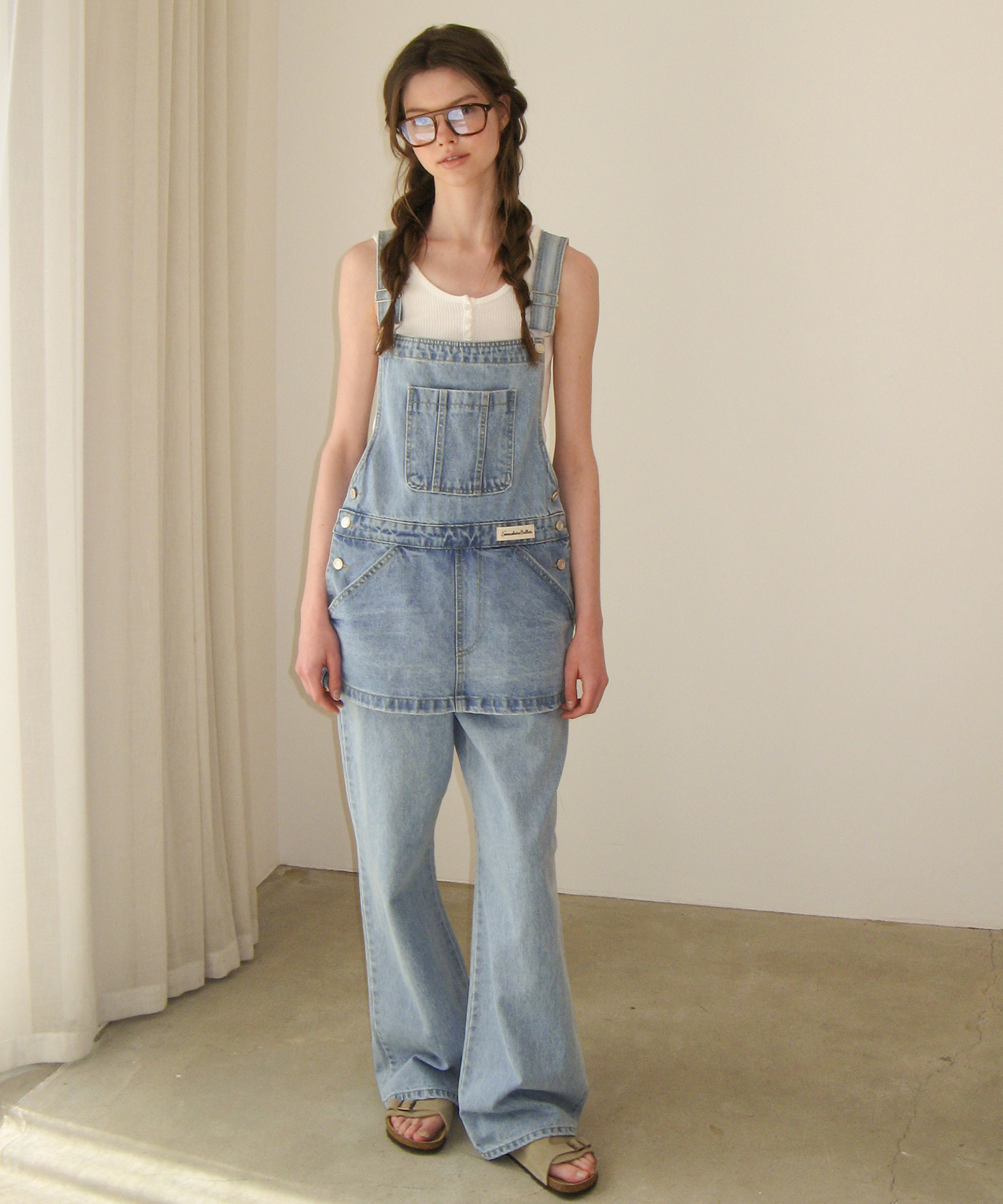 Combi Denim Overall-middle blue