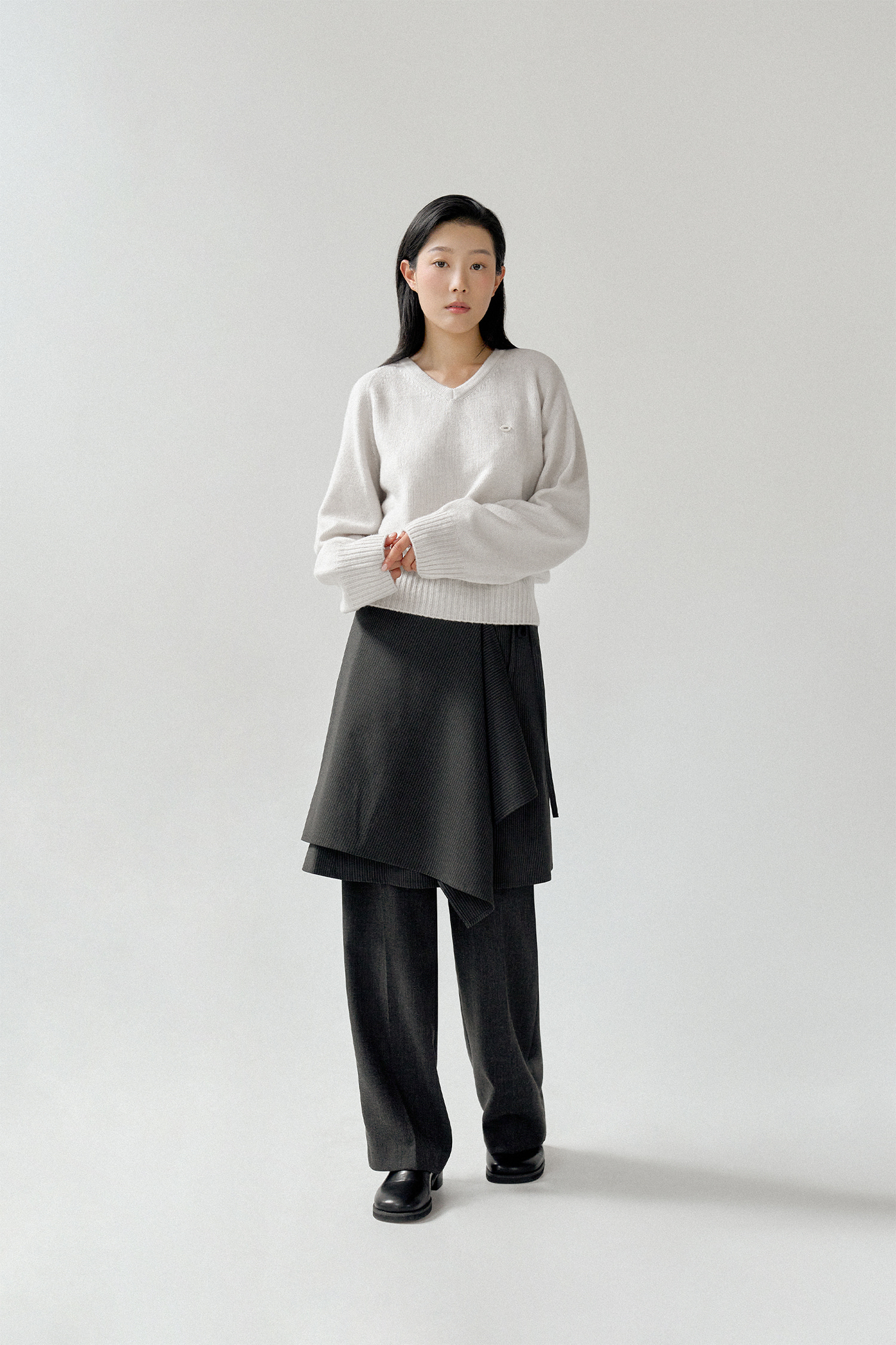 W) Dublin Unbalanced Cashmere Blend Knit - Classic Navy