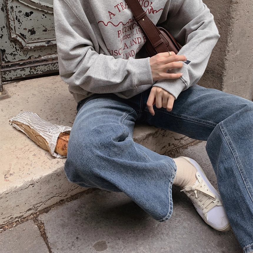 KUME/クメ Lower Hem Washed Semi-Wide Denim Pants デニム パンツ