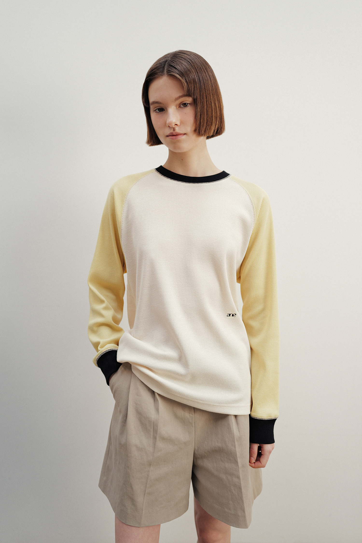 Raglan waffle tee (yellow)