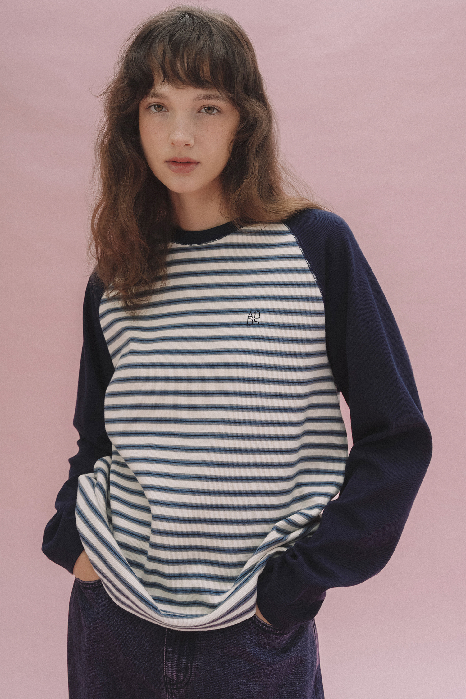 Timber stripe raglan tee (navy)