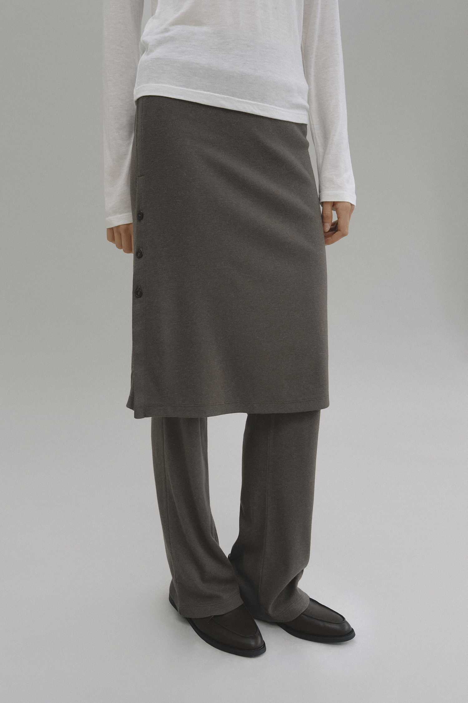 Naia layered skirt pants (brown)