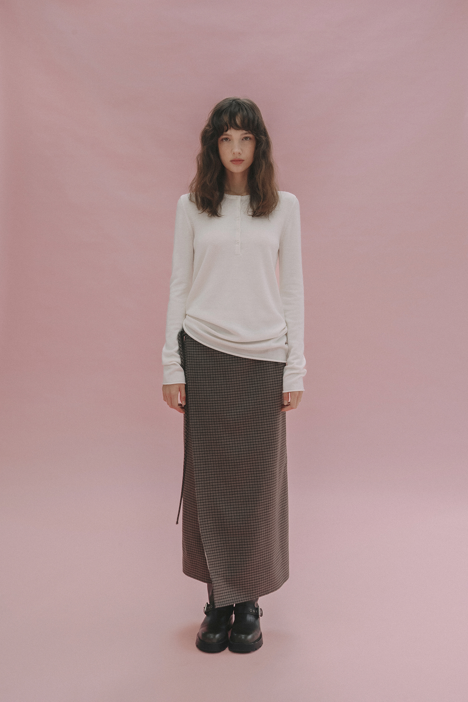 Baron reversible check skirt (brown)