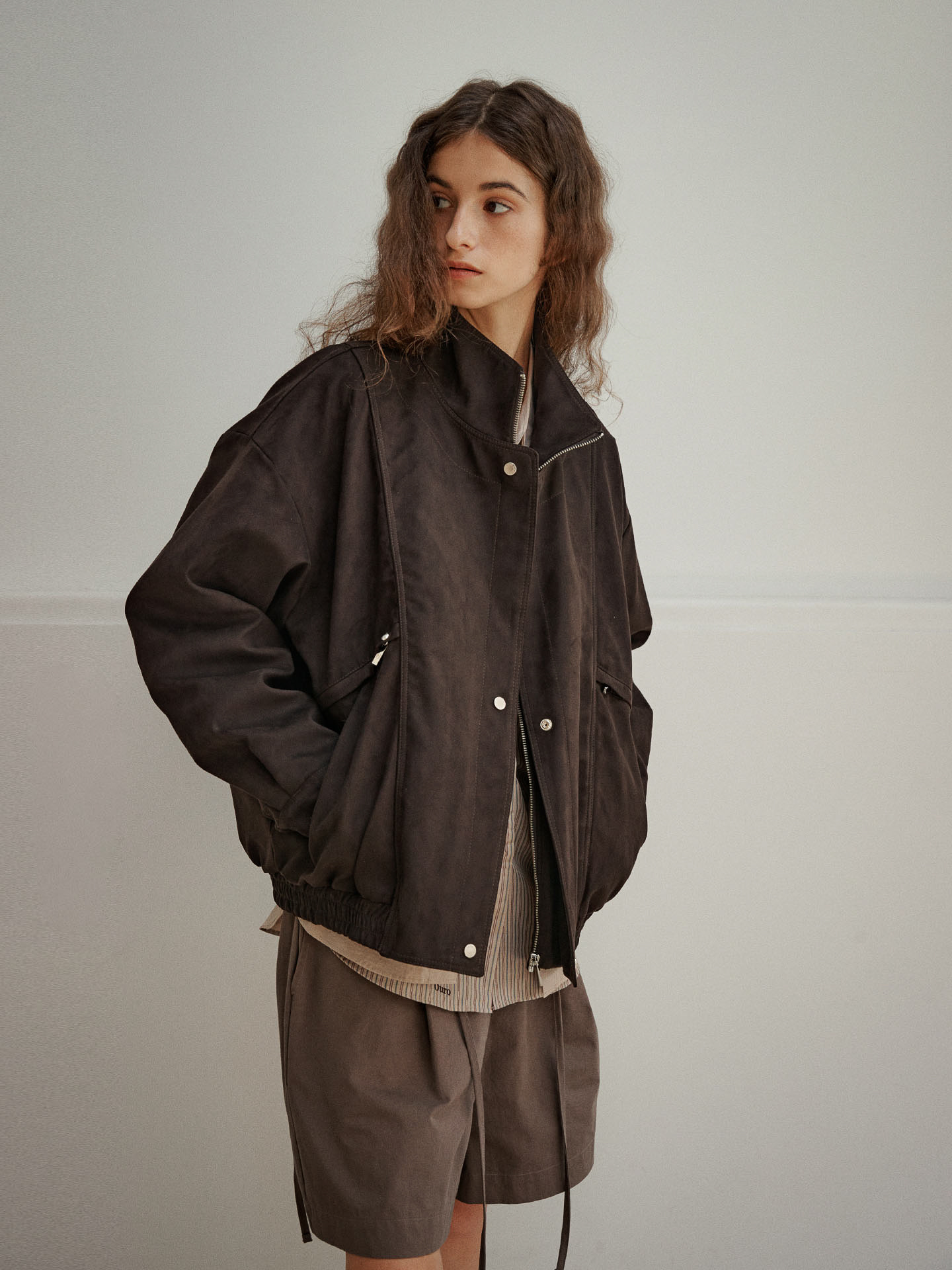 【購入特典】SUEDE SNAP PUFFER [ DARK BROWN ]