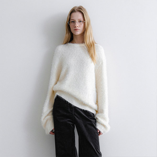 (T-7155)GLOW FLUFFY KNIT PULLOVER