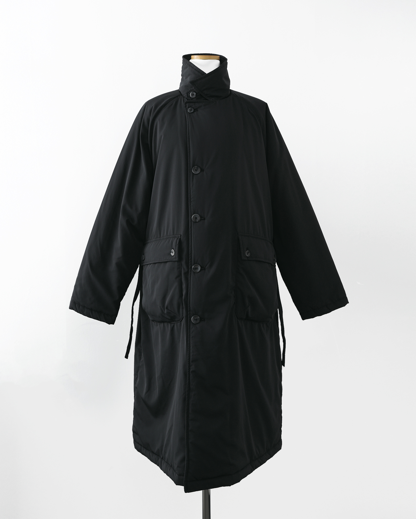 ORIGINAL) ライトパデッドロングコート (washing black