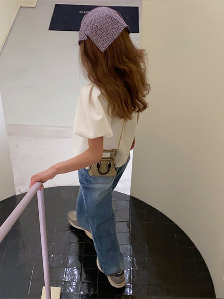 MY SAMOYED] [SMYD Boutique] Tulip Puff Tweed Blouse (Chiffon