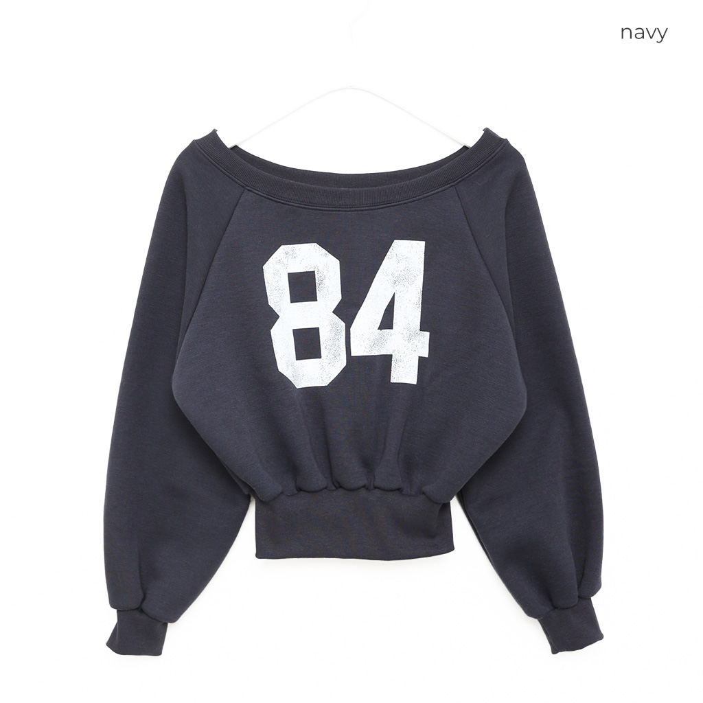 ナンバーレタリングオフショルダースウェットシャツ | ファッション