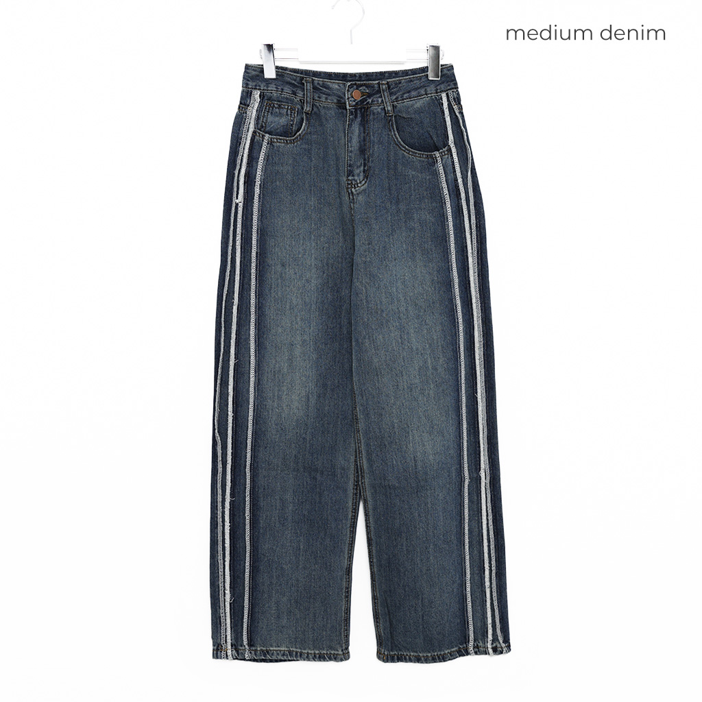 ステッチラインワイドデニムパンツ | ファッション通販サイト NUGU