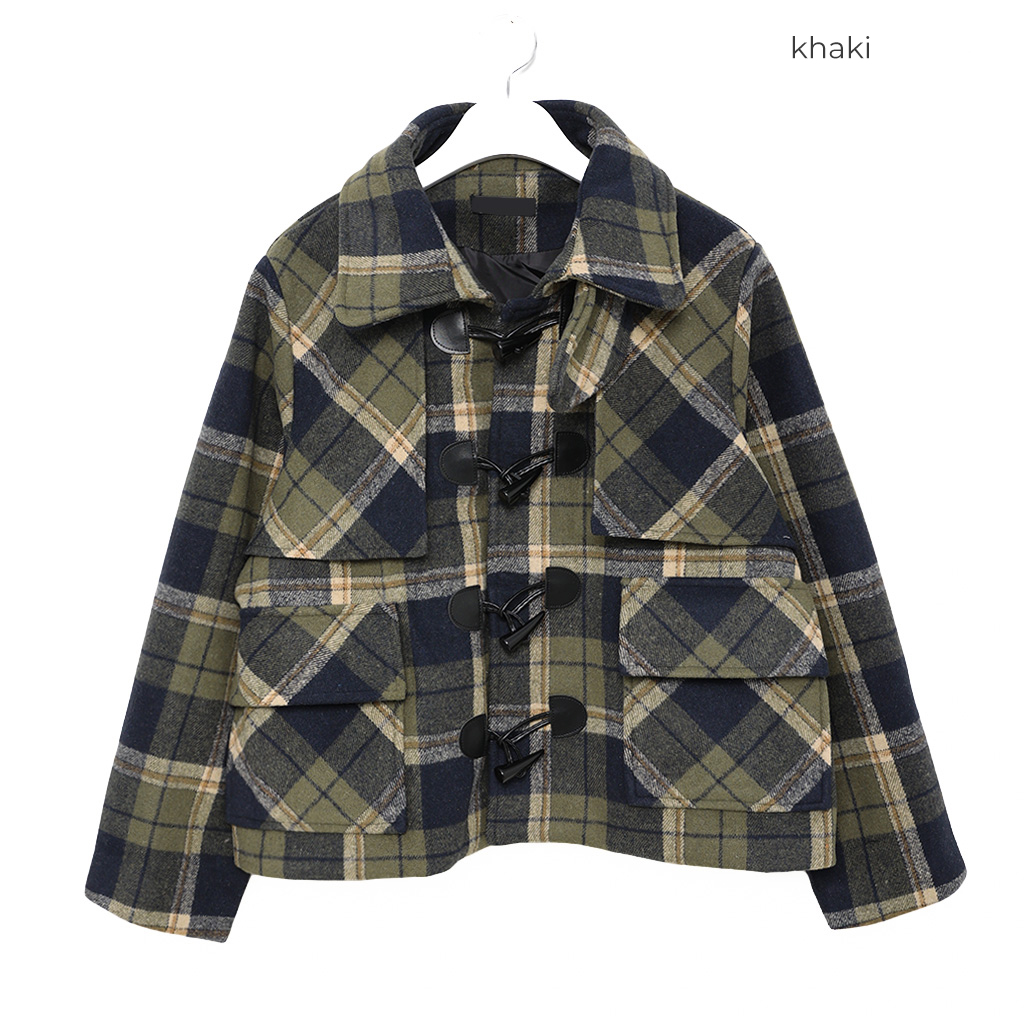 チェックカラーショートダッフルコート | ファッション通販サイト NUGU