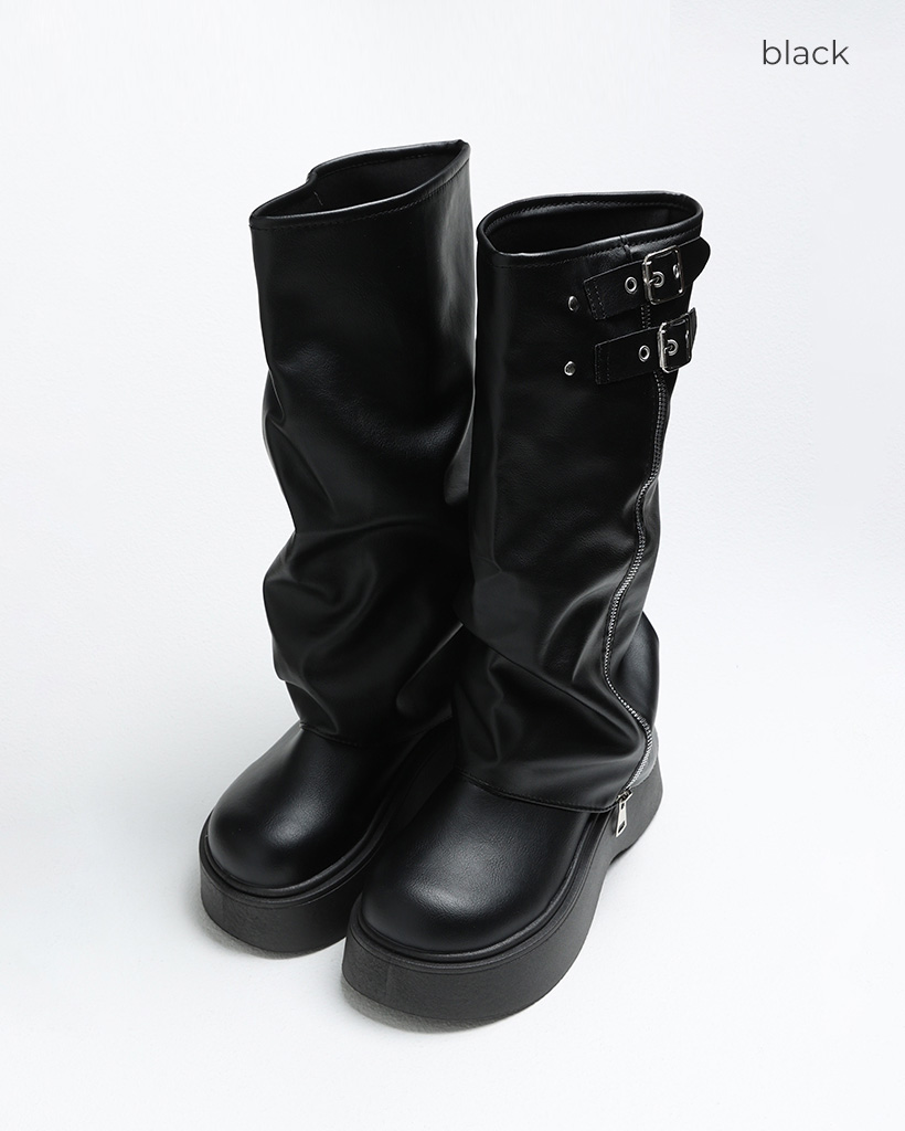 ロックベルトレザーロングブーツ | ファッション通販サイト NUGU
