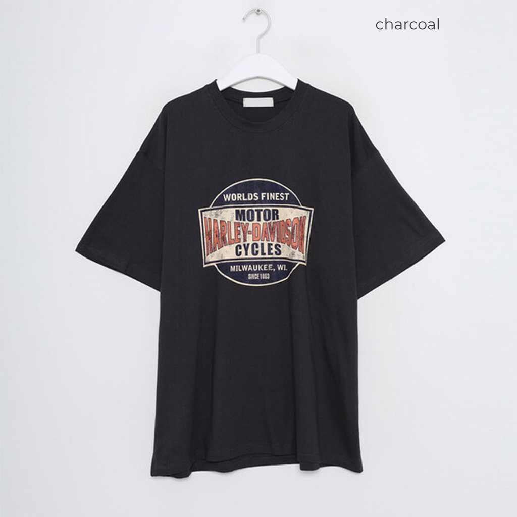 Harley Davidson ユニセックス プリント Tシャツ 関税送料込 ハーレー ダビットソン 両面 プリント Tシャツ メンズ L 古着