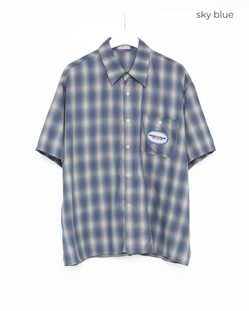 CUNE オンブレチェック半袖シャツ サイズ3 ワンフォークロージング 1111clothing チェックシャツ メンズ