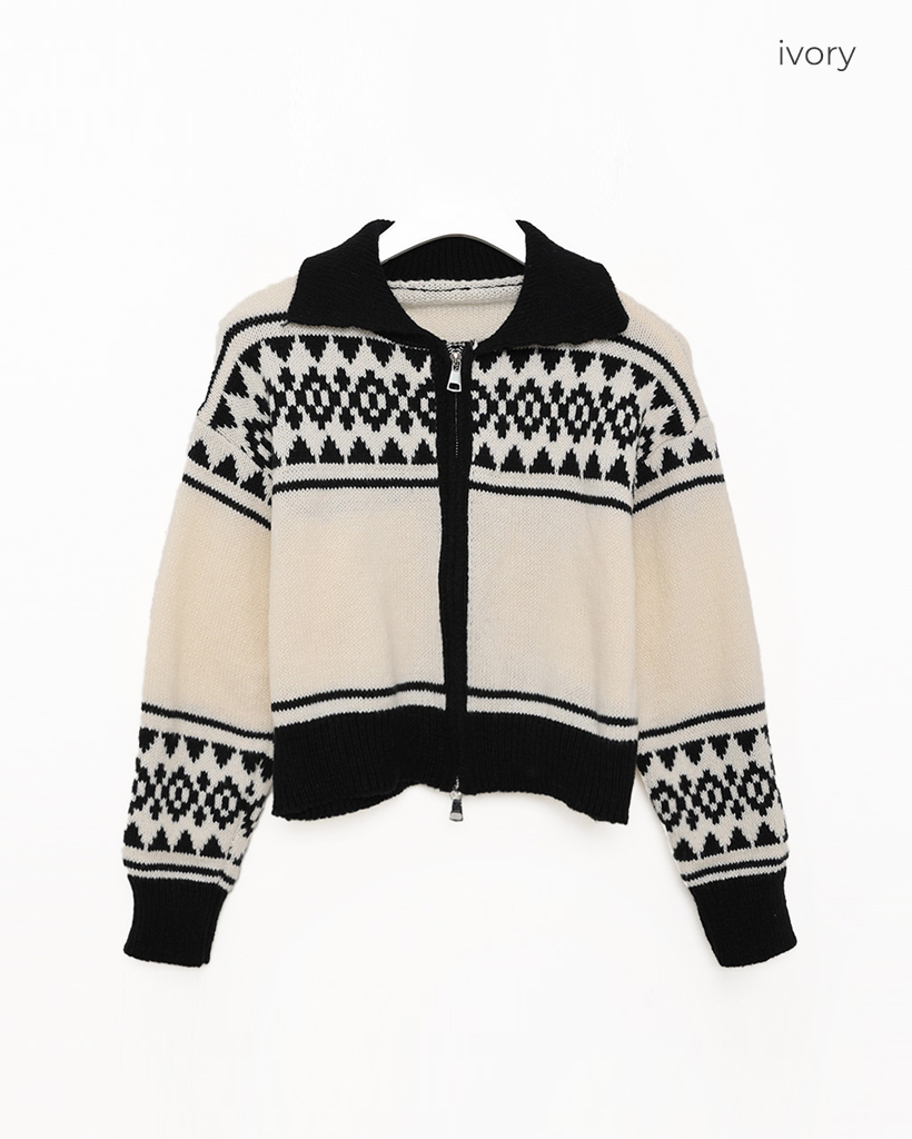 ノルディックパターンニットジップアップ | ファッション通販サイト NUGU