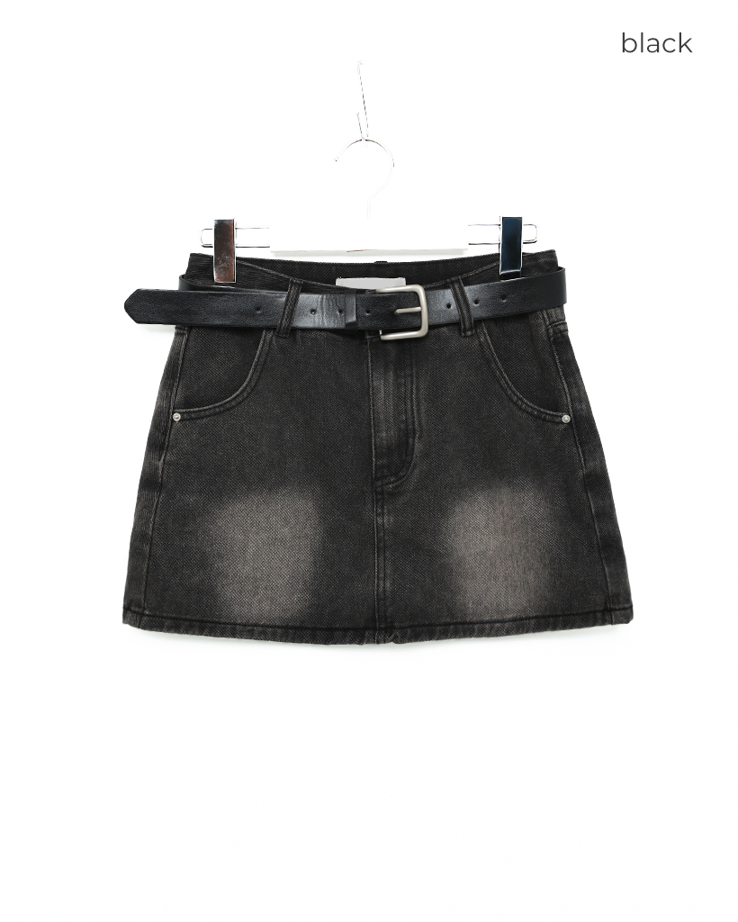 ベルトセット)ウォッシュデニムミニスカート | ファッション通販