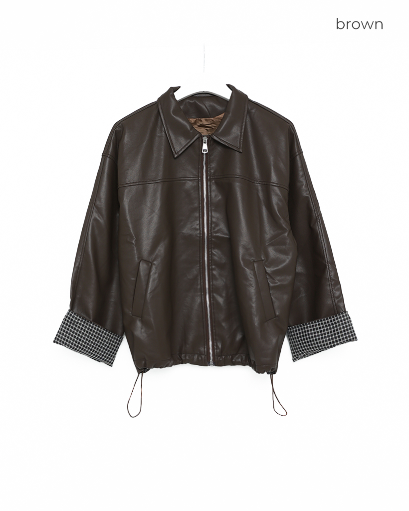 成*太様 【本革】LEATHERWEAR レザージャケット L 裏地チェック ヴ チェックポイントレザージャケット | ファッション通販サイト NUGU