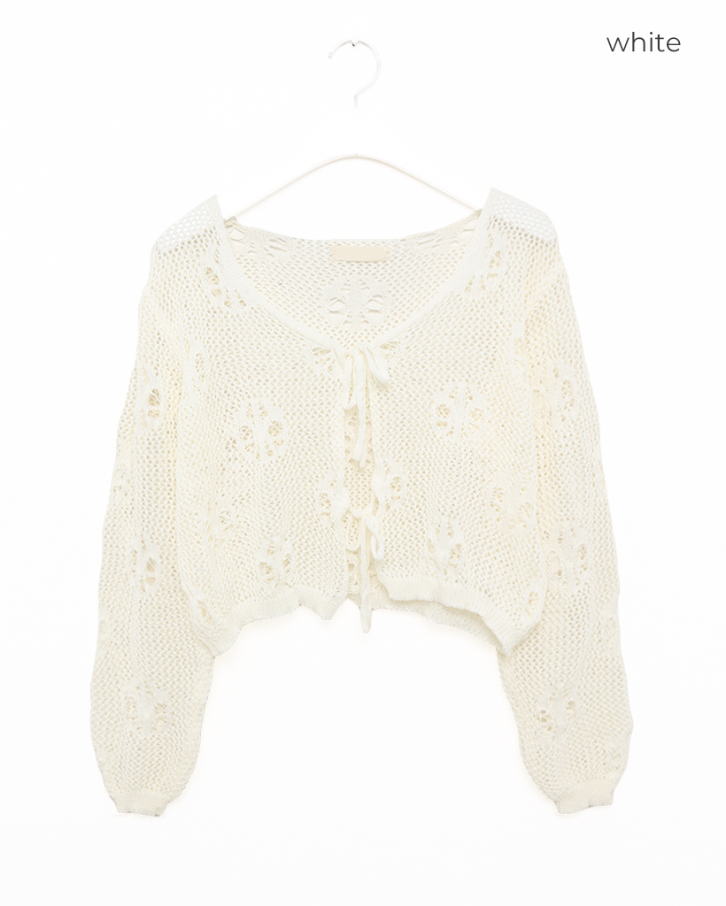 フラワーパンチング透かし編カーディガン | ファッション通販