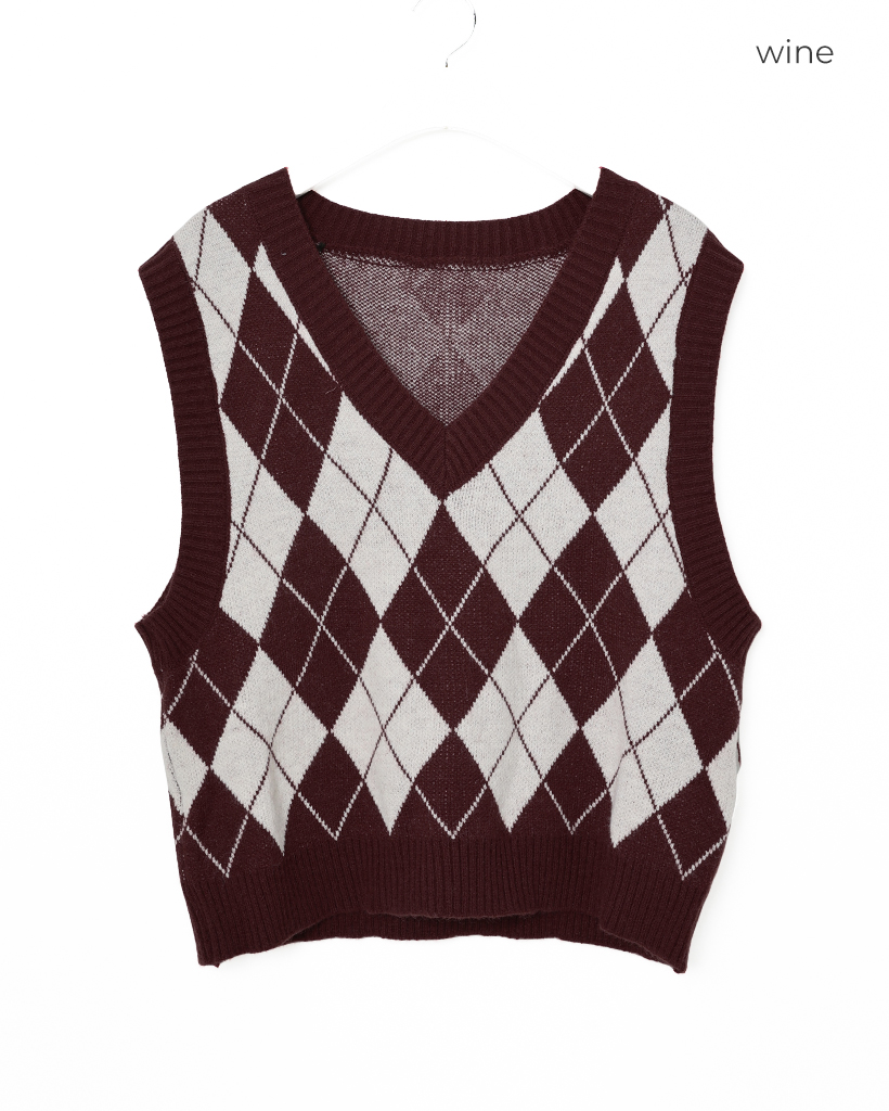 Vネックアーガイルニットベスト | ファッション通販サイト NUGU