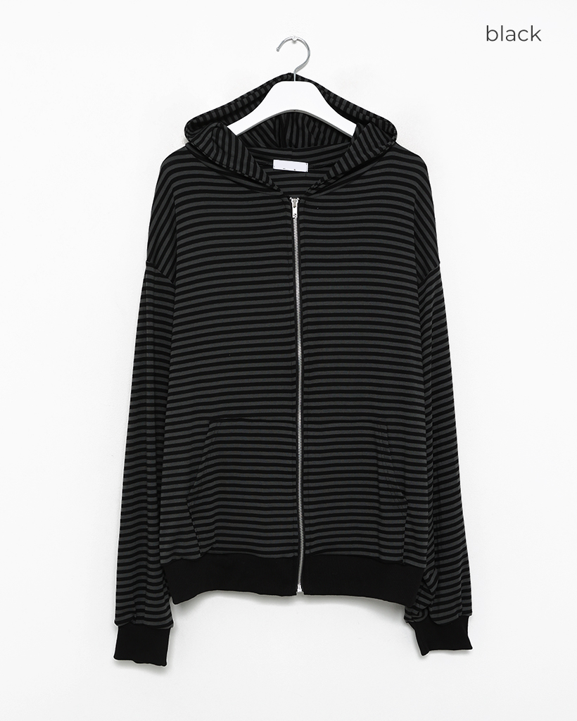 AKM y2k ボーダー ダブル ジップ パーカー ネイビー 11747391 Hatsunex “MITERU” Zip upパーカー（モノクロブラック） | HATSUN