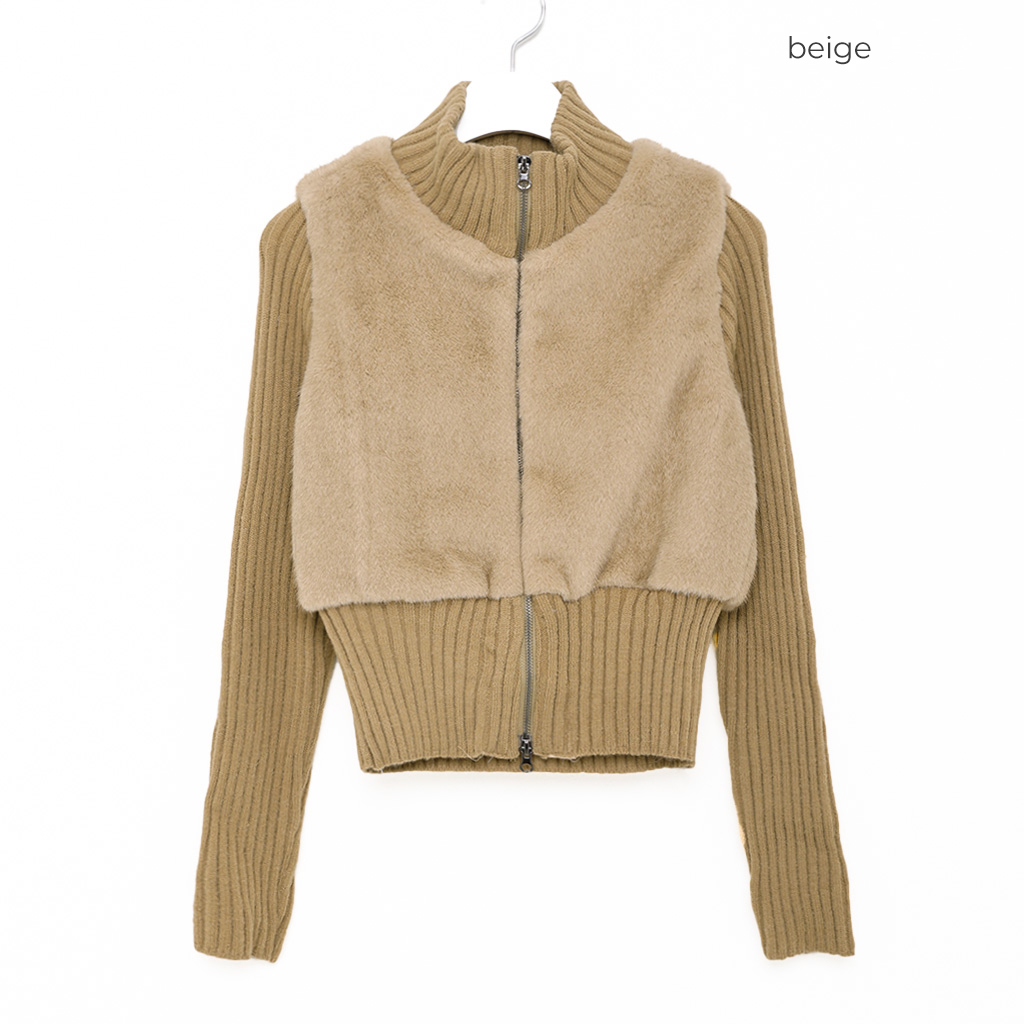 ファーバイカラーリブ2wayジップアップ | ファッション通販サイト NUGU