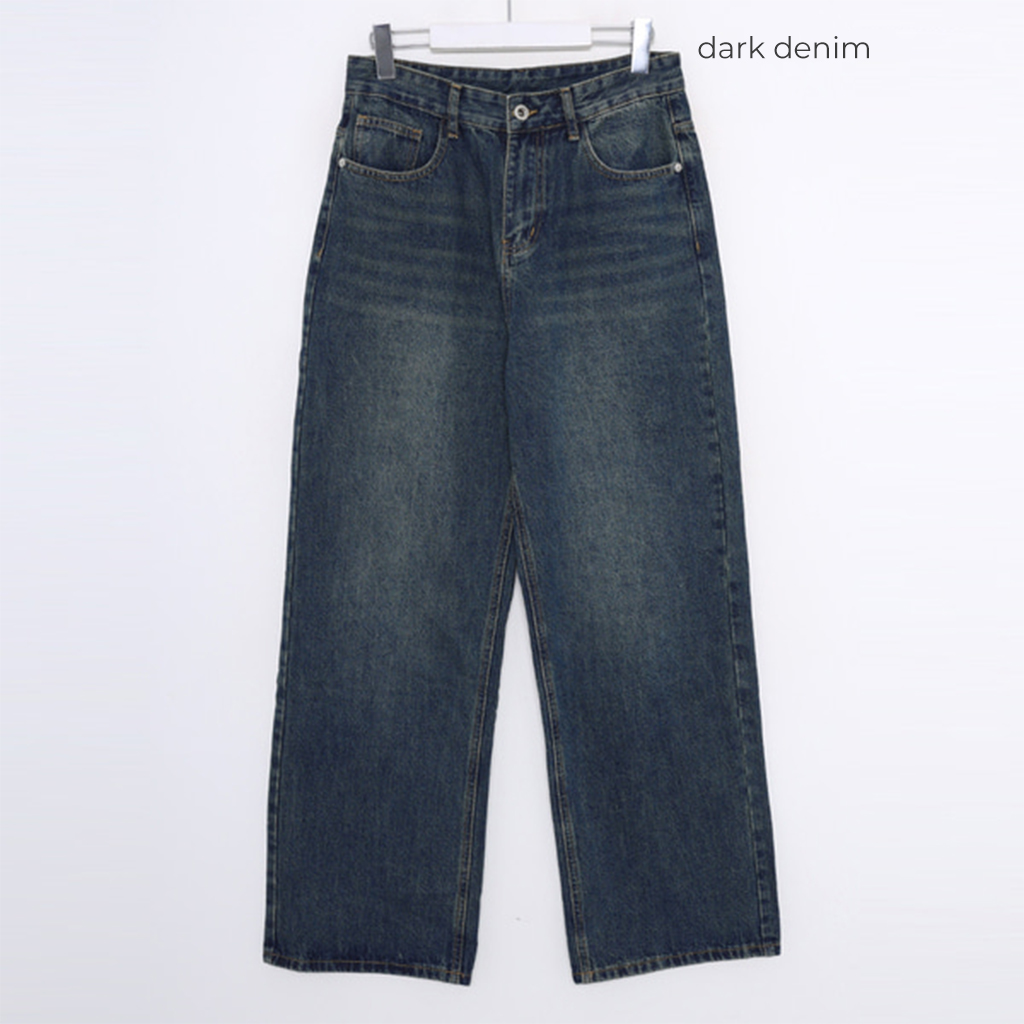 ユニセックスウォッシュワイドデニムパンツ | ファッション通販