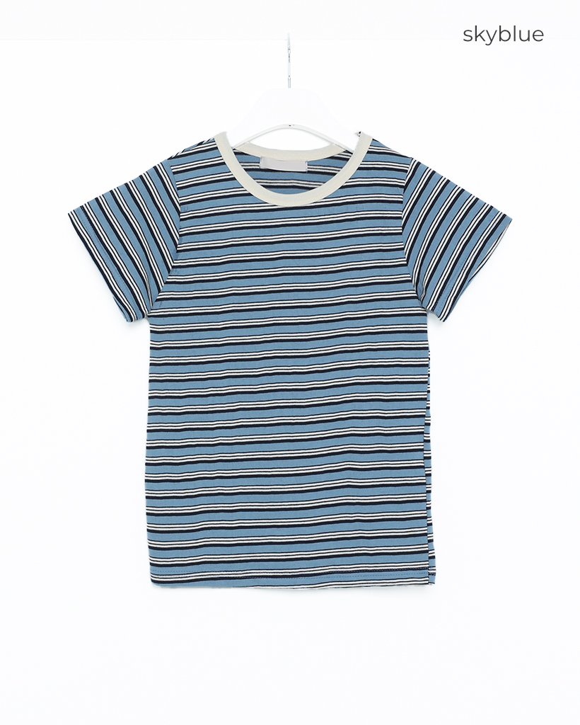 マルチボーダーTシャツ 90s IMPORTED BY KAPLIN INC マルチ太ボーダー Tシャツ 紫×黄×緑