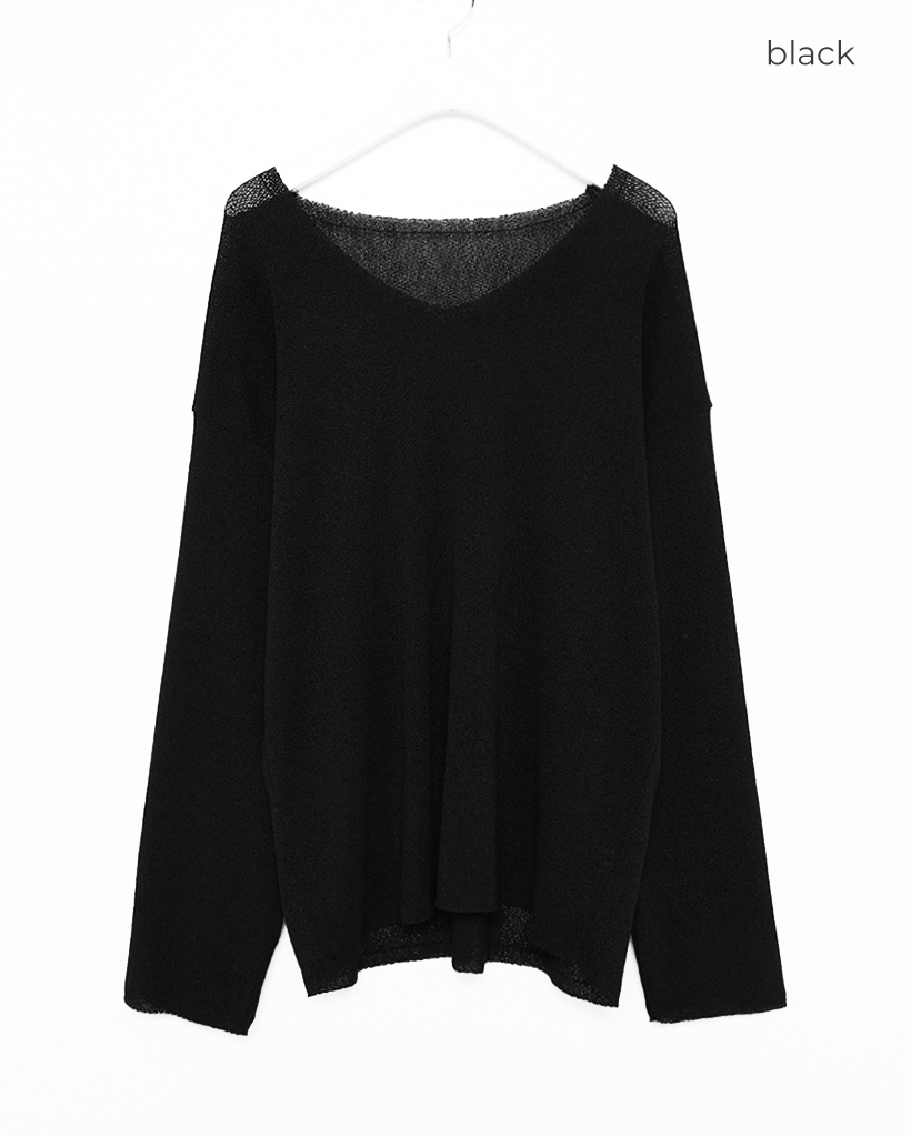 ま様　Fluffy V-neck Knit ブラック ま様Fluffy V-neck Knit ブラック