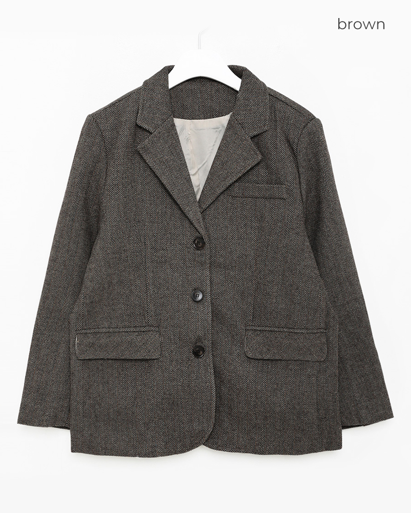 ヘリンボーンルーズフィットブレザージャケット | ファッション