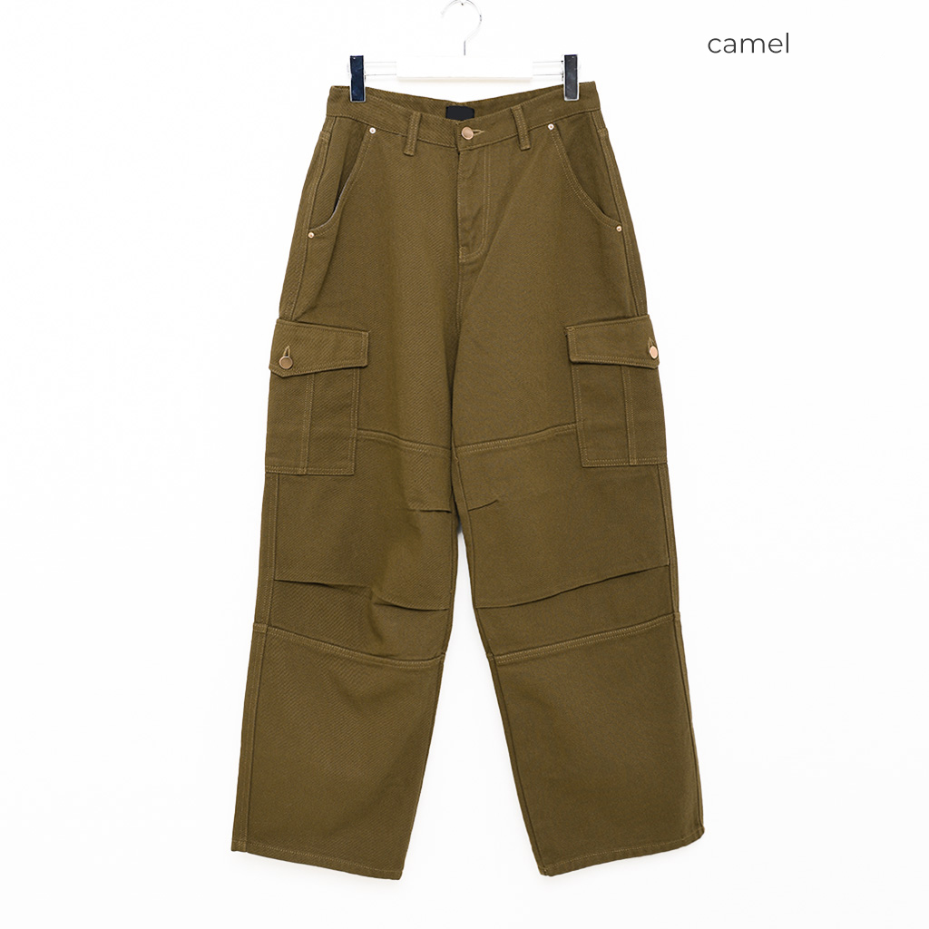 秋再入荷]スリットカーゴワイドコットンパンツ | ファッション