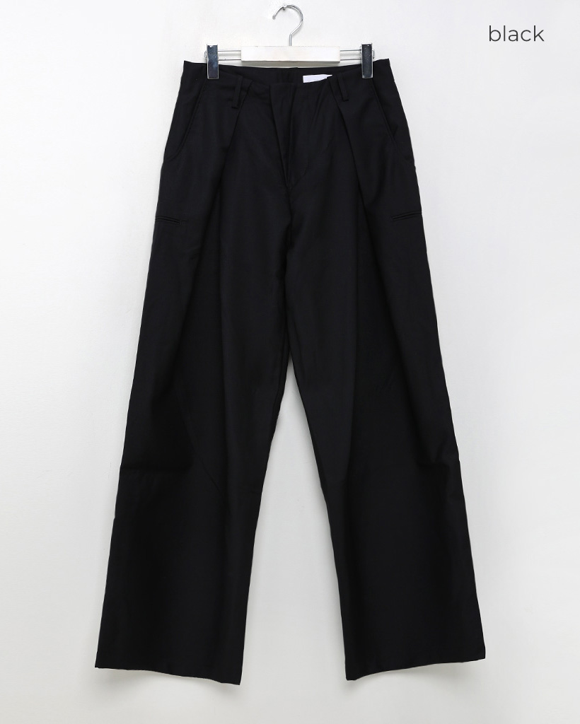 unisex) ウエストフォールドワイドバルーンスラックス